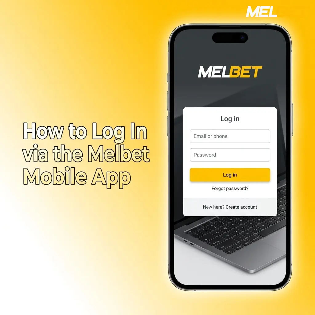 Melbet mobile app login screen showing username and password fields on a smartphone interface