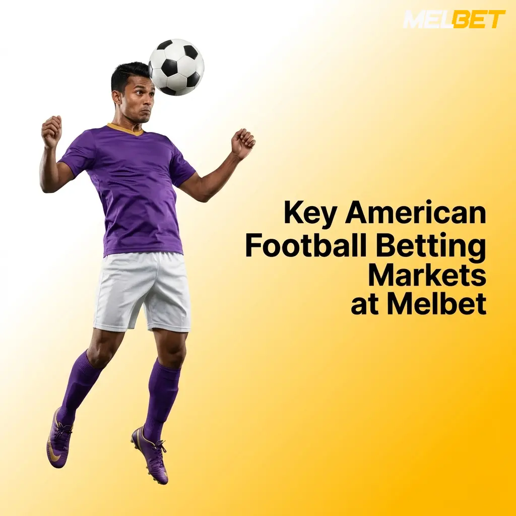 Key American Football betting markets at Melbet including moneyline, point spread, and totals options for NFL wagering