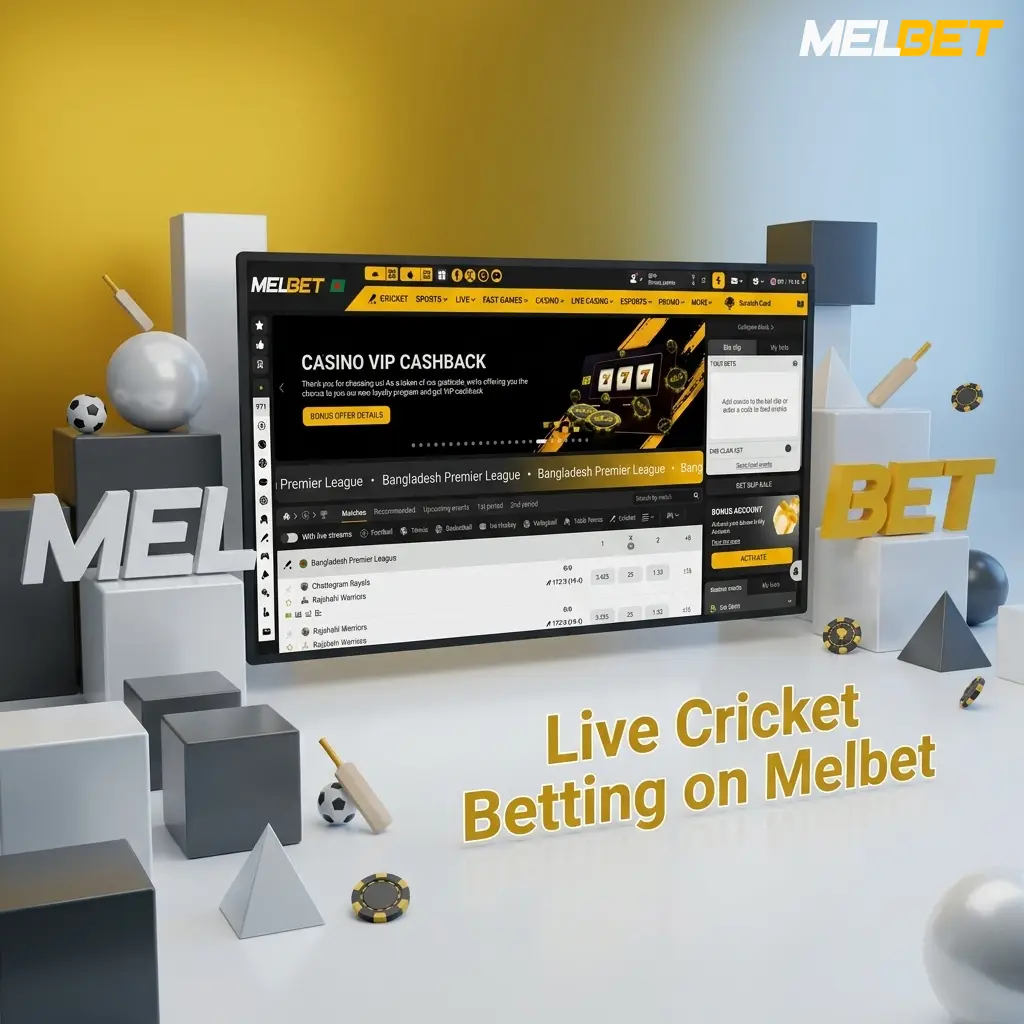 Live cricket betting interface on Melbet