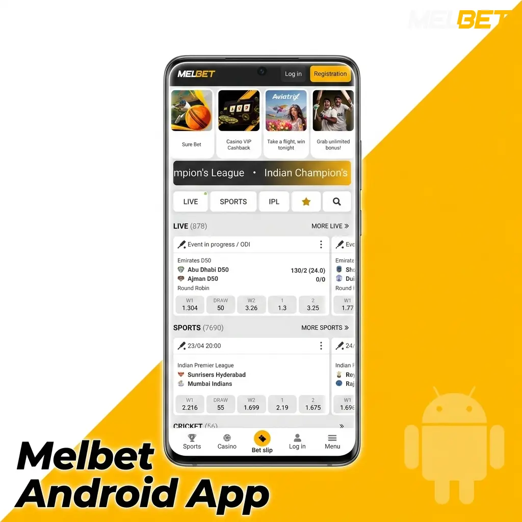 Melbet Android App download on a smartphone