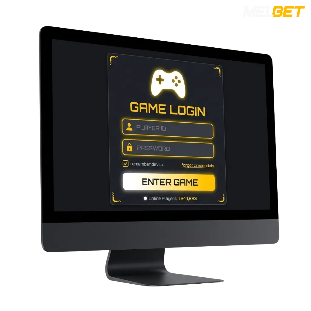 Melbet login page on a modern laptop
