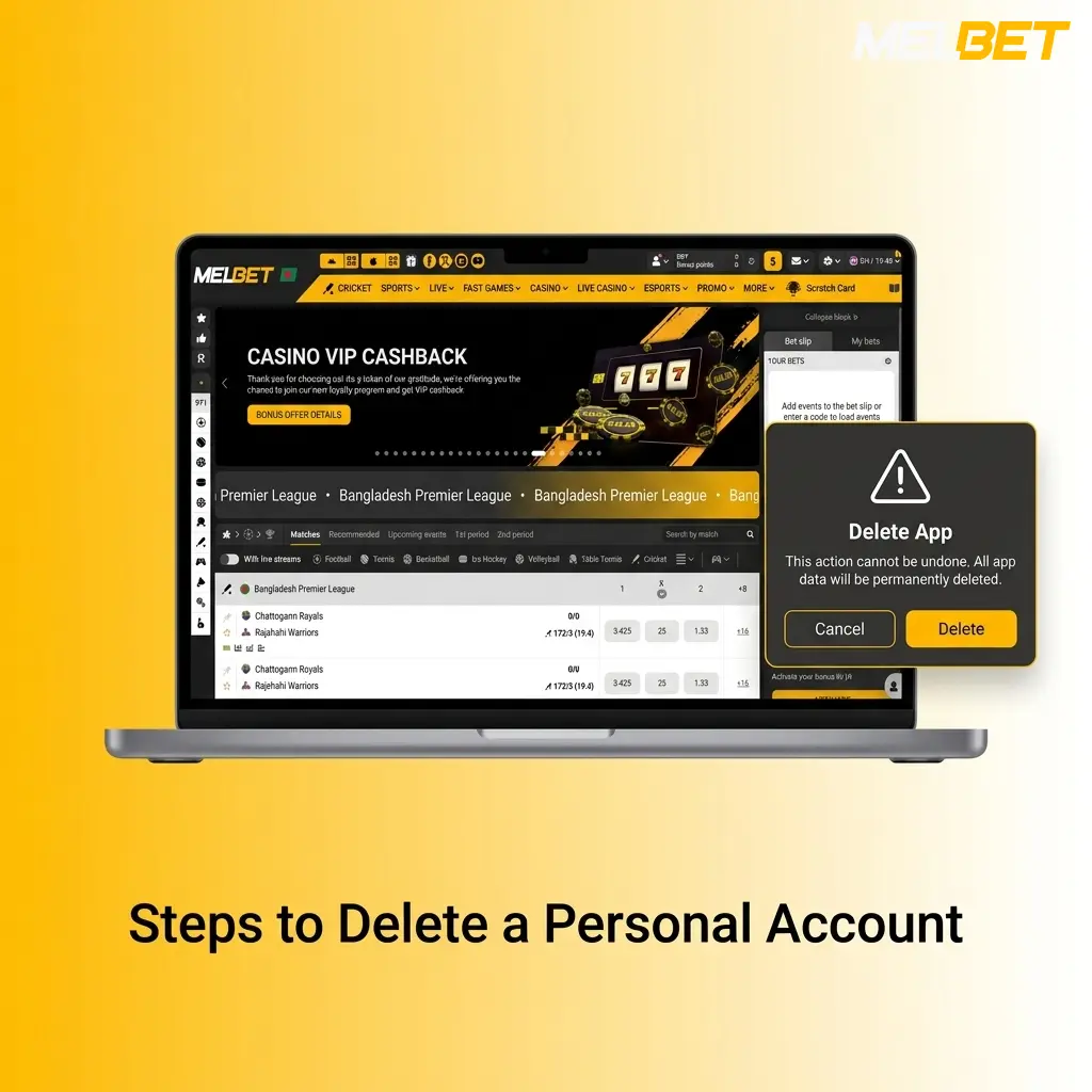 Steps to delete a personal account