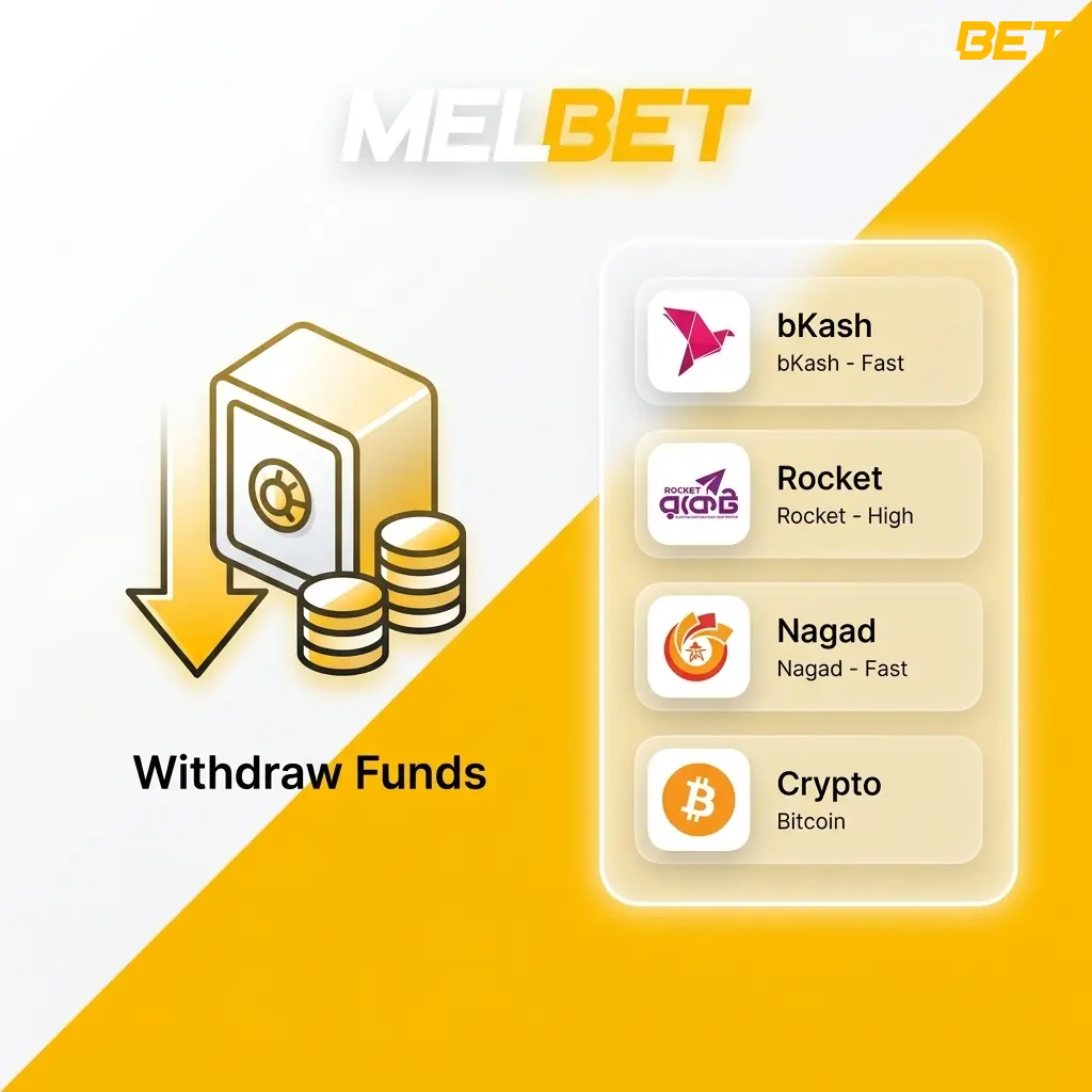 Melbet withdrawal methods for Bangladesh players including bKash, Rocket, Nagad and crypto