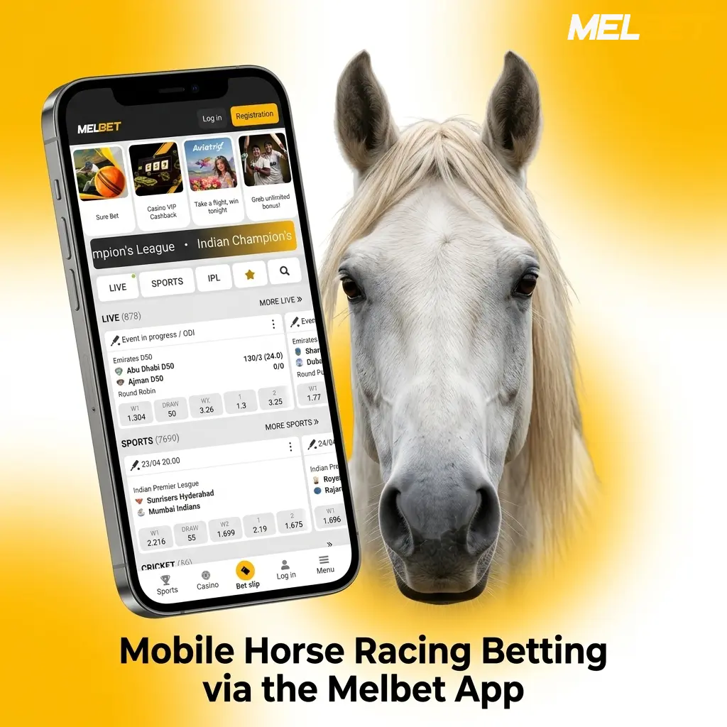Mobile horse racing betting via the Melbet app on Android and iOS