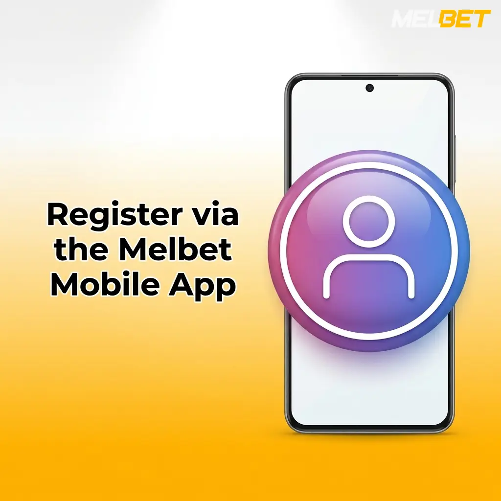Melbet mobile app registration screen on a smartphone