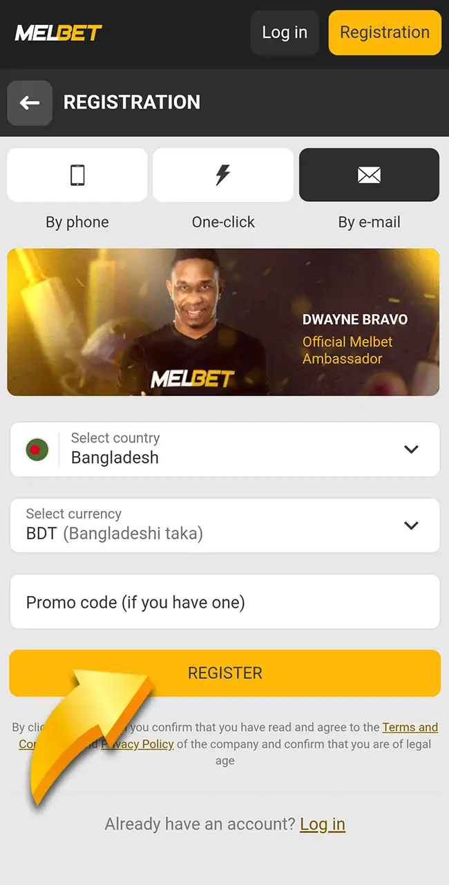 Confirm your account on the official Melbet website.